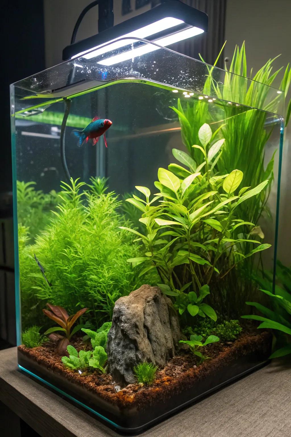 Transform your tank into a lush oasis with vibrant greenery.