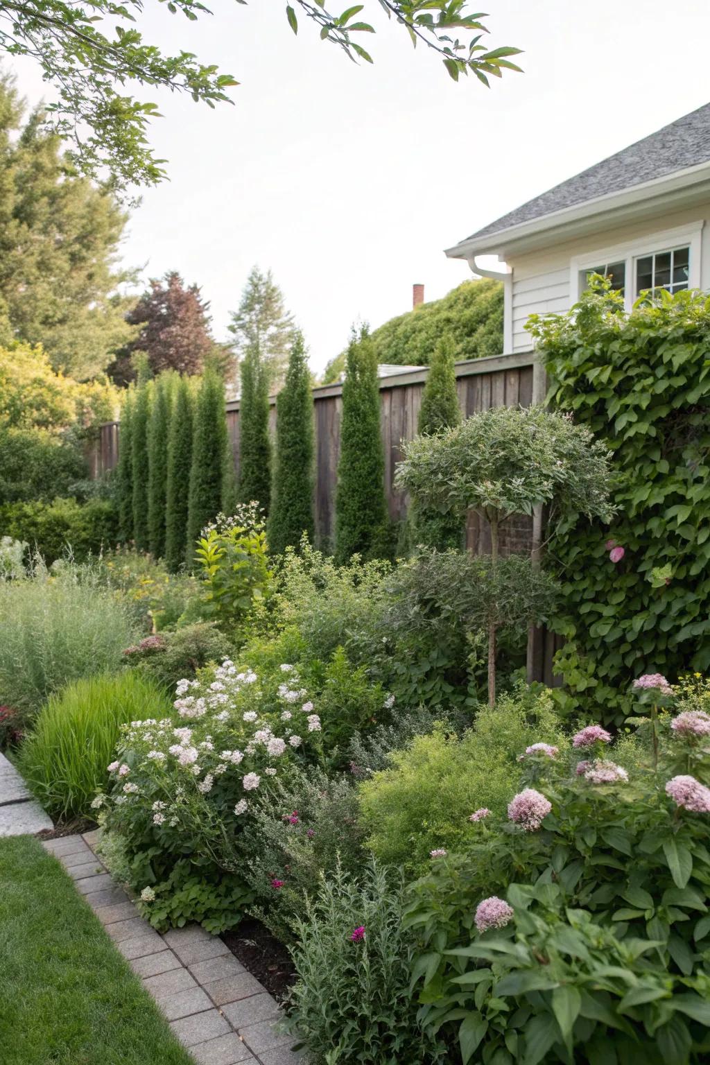 Vibrant layers of greenery providing natural privacy.