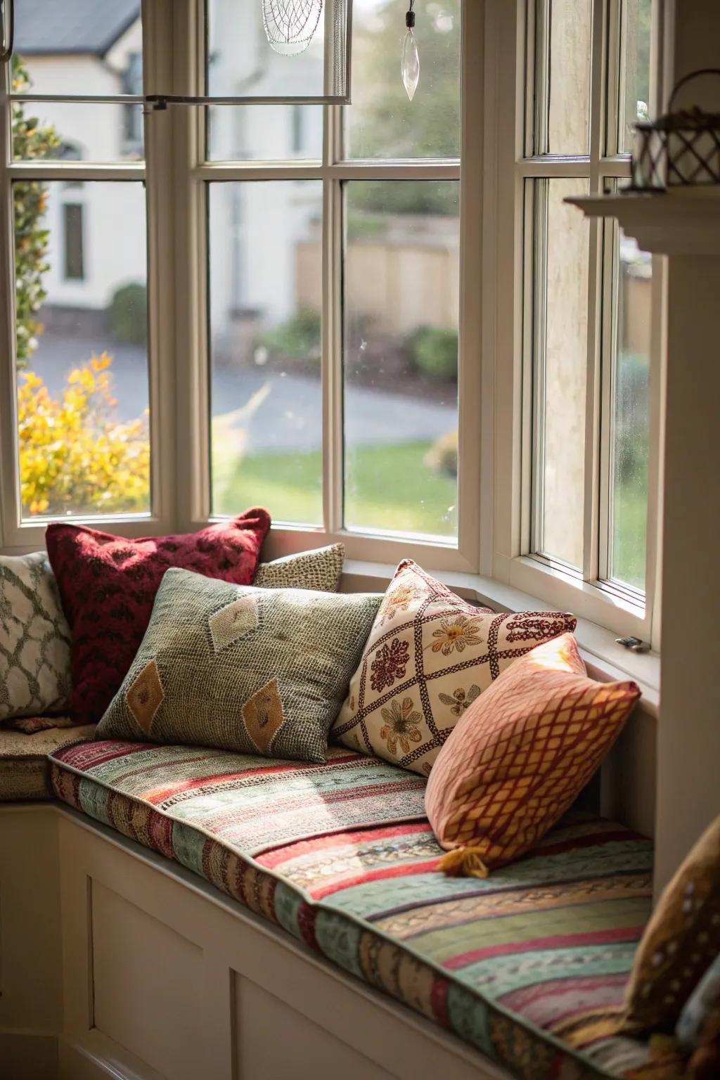 Create depth with a mix of velvet, linen, and faux fur cushions.