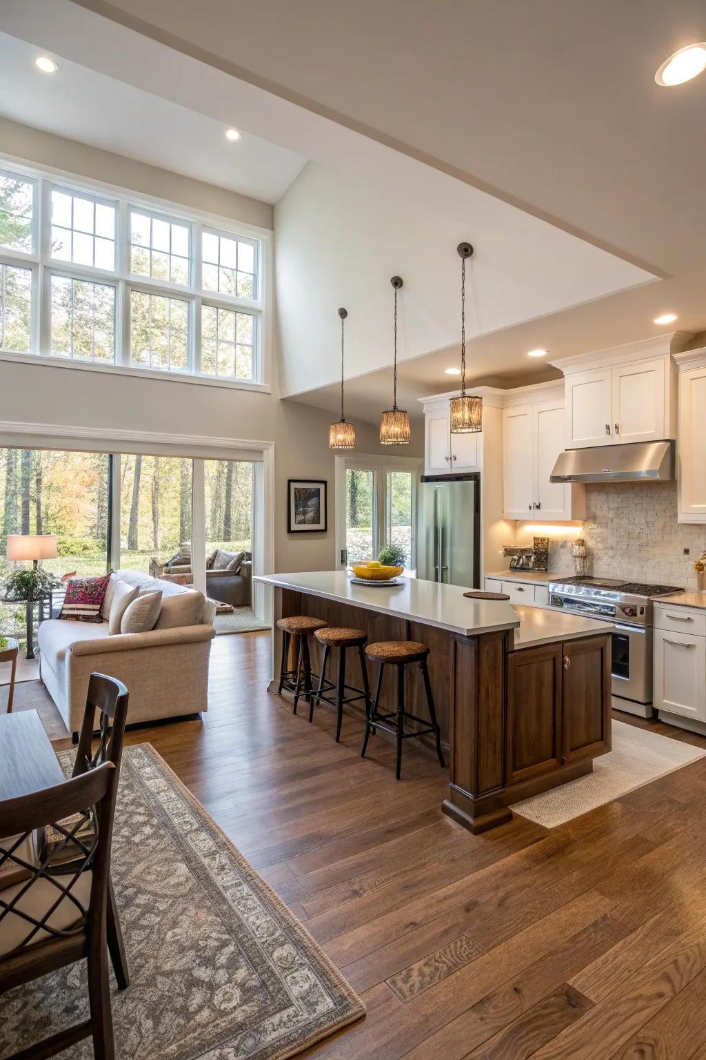 An open-concept kitchen that seamlessly integrates with the living area.