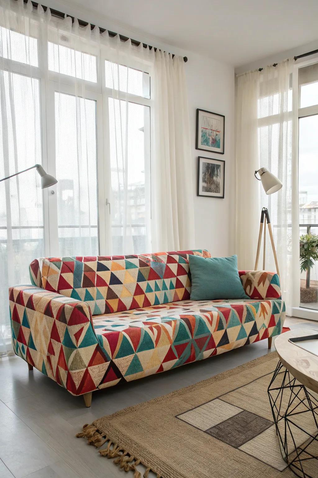 Bold patterns can turn any couch into a centerpiece.