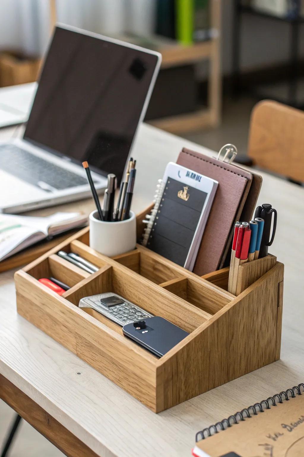 Optimize your workspace using multi-compartment organizers.