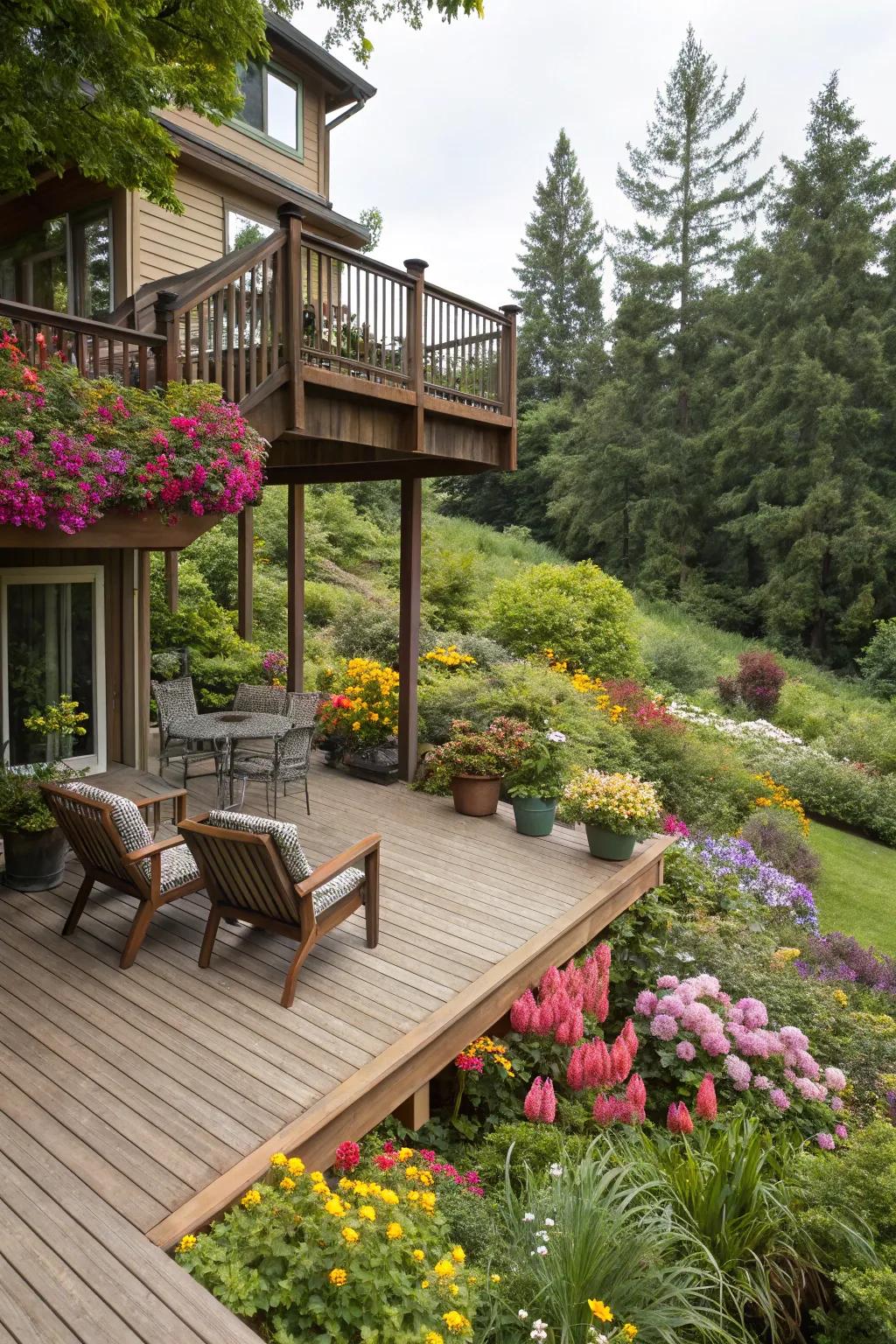 Enjoy a garden view from your elevated deck.