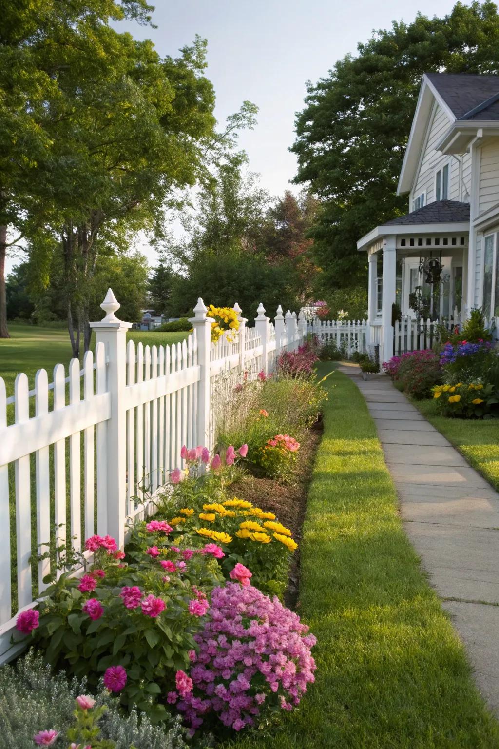 Timeless charm with a classic white picket fence