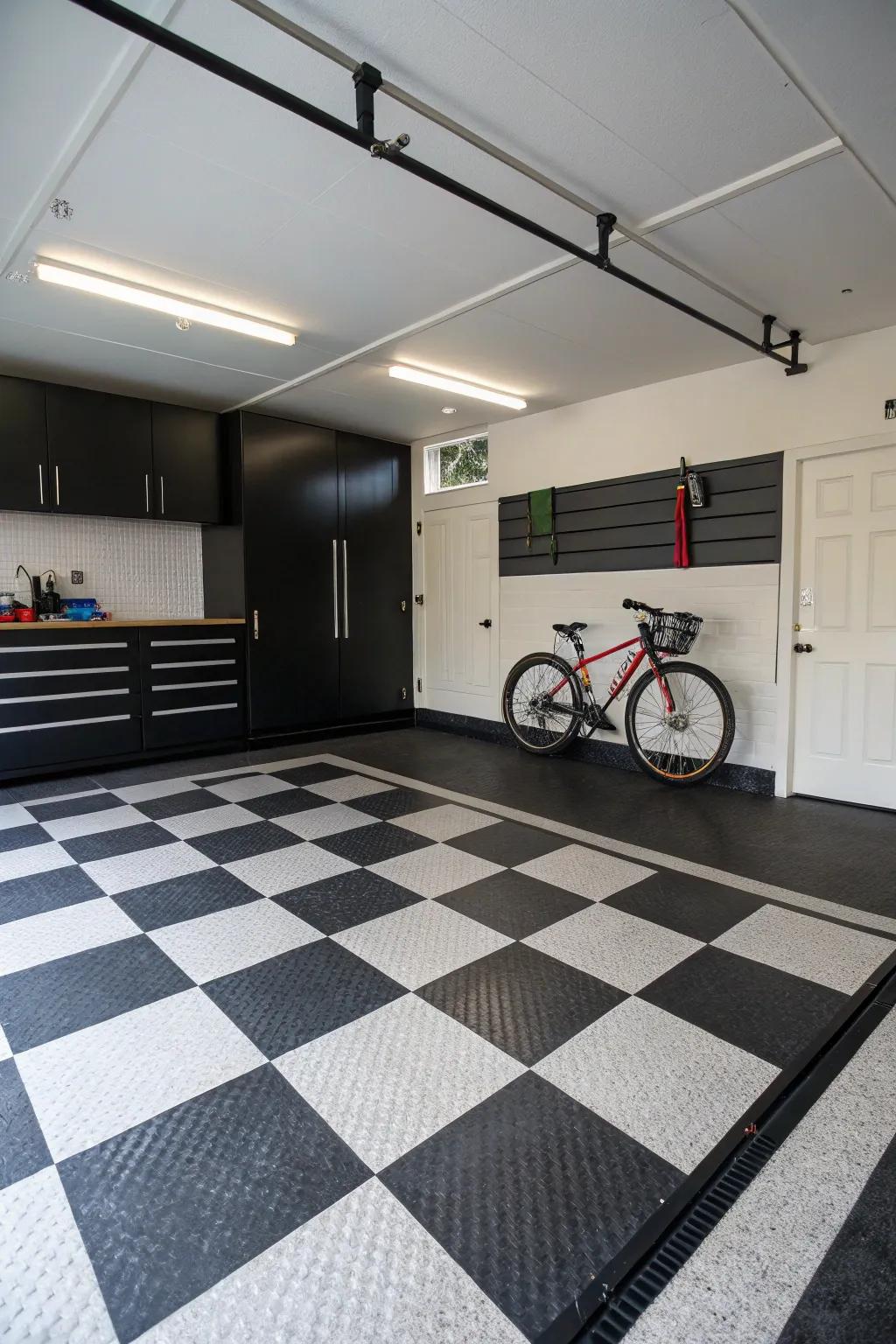 Monochrome magic for a sleek, modern garage.