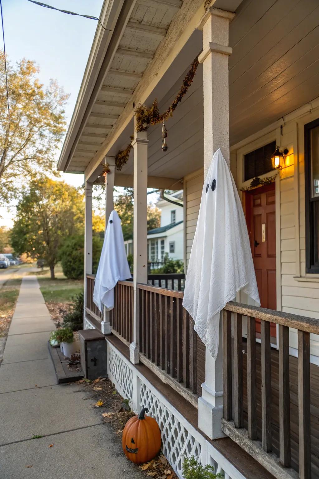 Traditional drape phantoms lend a nostalgic, eerie element to any portico.