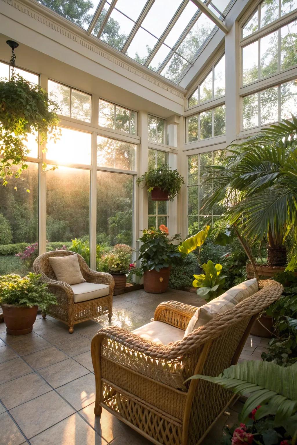 A sunlit haven: the perfect blend of indoor comfort and outdoor beauty.