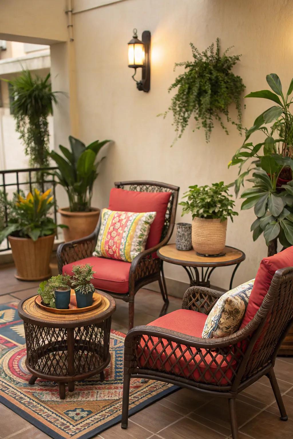 A comfortable seating space encourages relaxation and conversation.