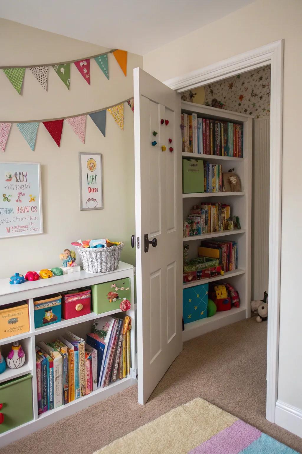 Every child's fantasy: a secret passageway hidden behind a bookshelf.