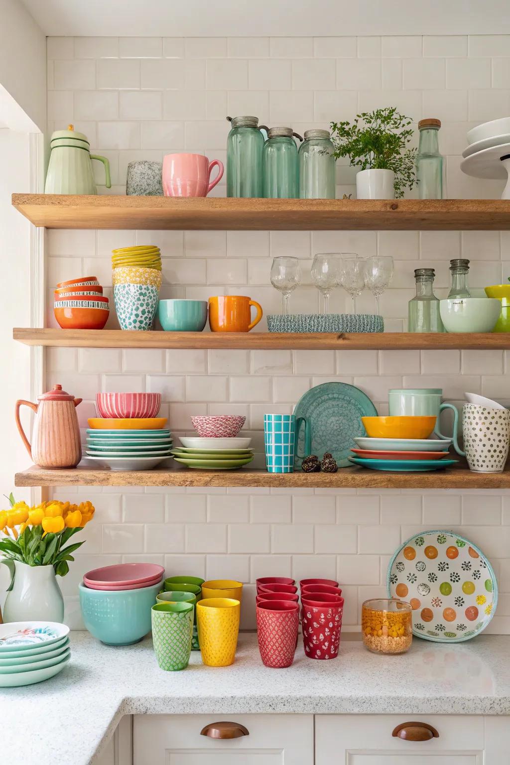 Open shelving introduces a blend of style and practicality to your kitchen.