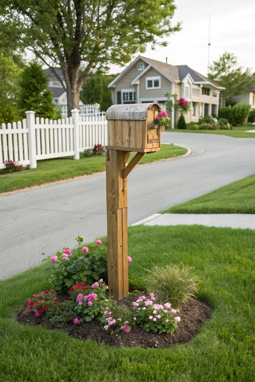 Wooden mailbox supports deliver enduring beauty and organic charm.