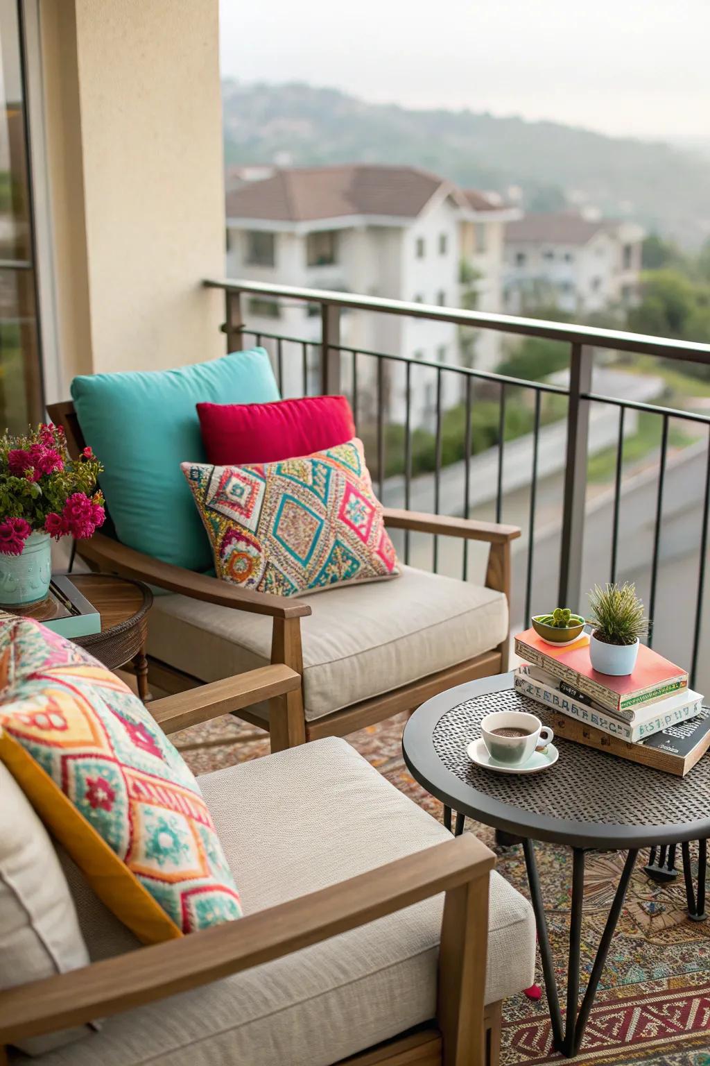 Create your cozy nook with comfy seating and a touch of color.