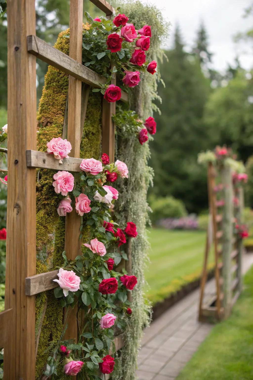 Sun jewels cascading elegantly down a timber frame.