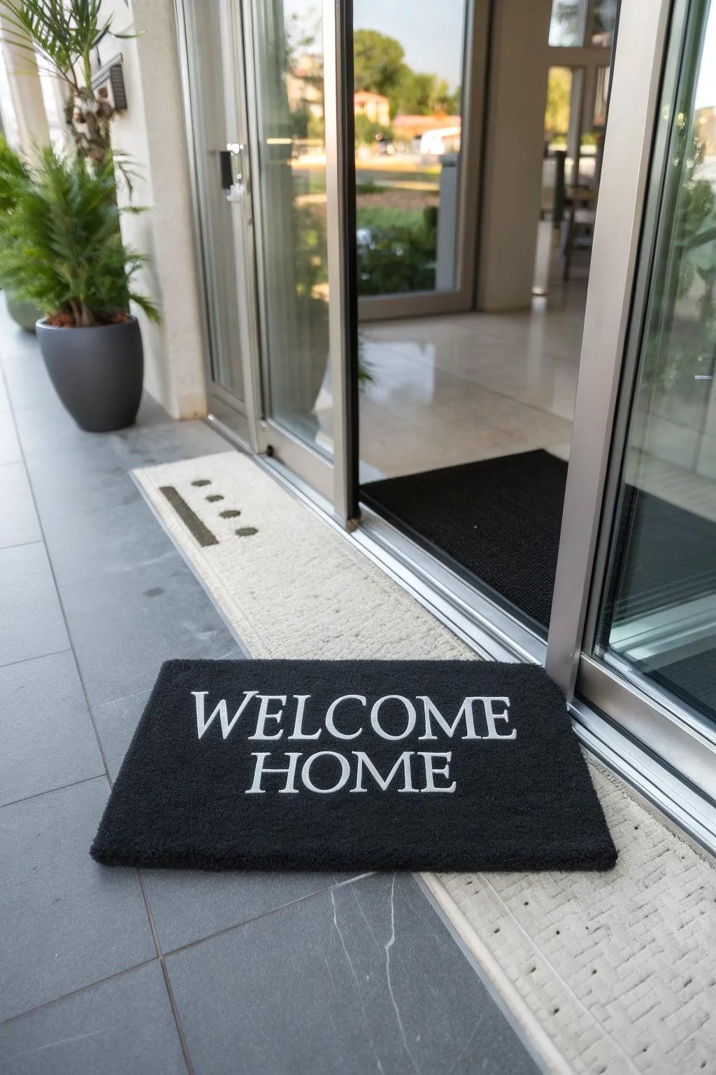 A personalized welcome mat that infuses character into any entrance.