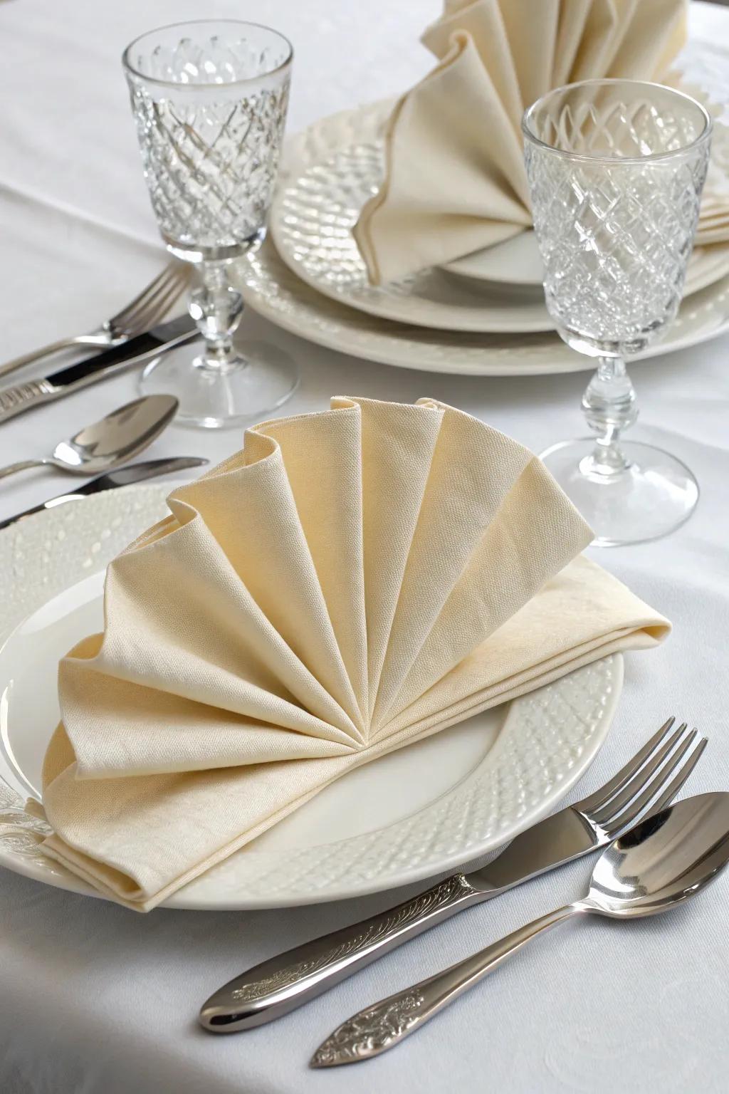 The classic fan fold, perfect for formal dinners.