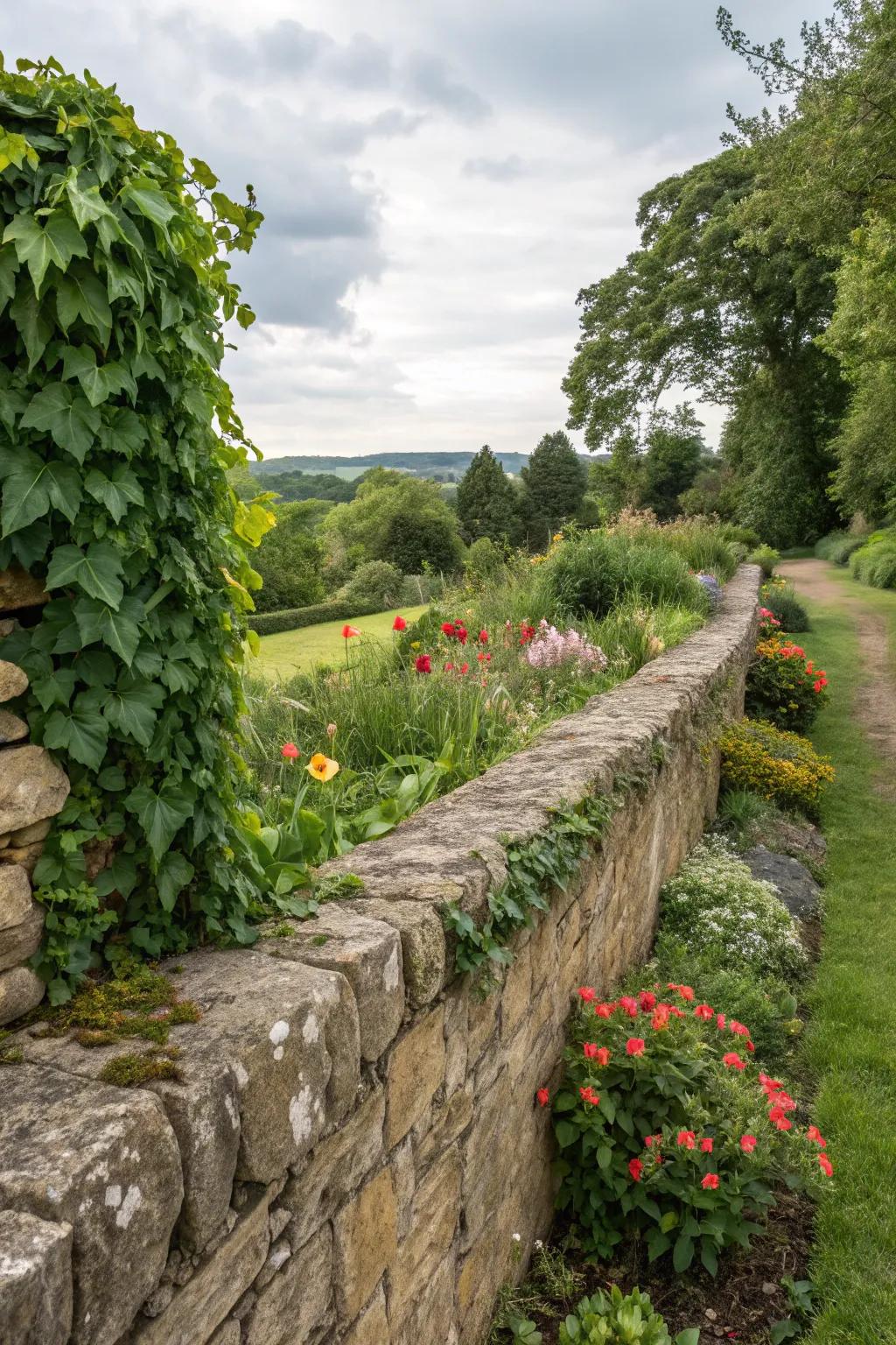 Natural stone walls bring a touch of rustic elegance to your garden.