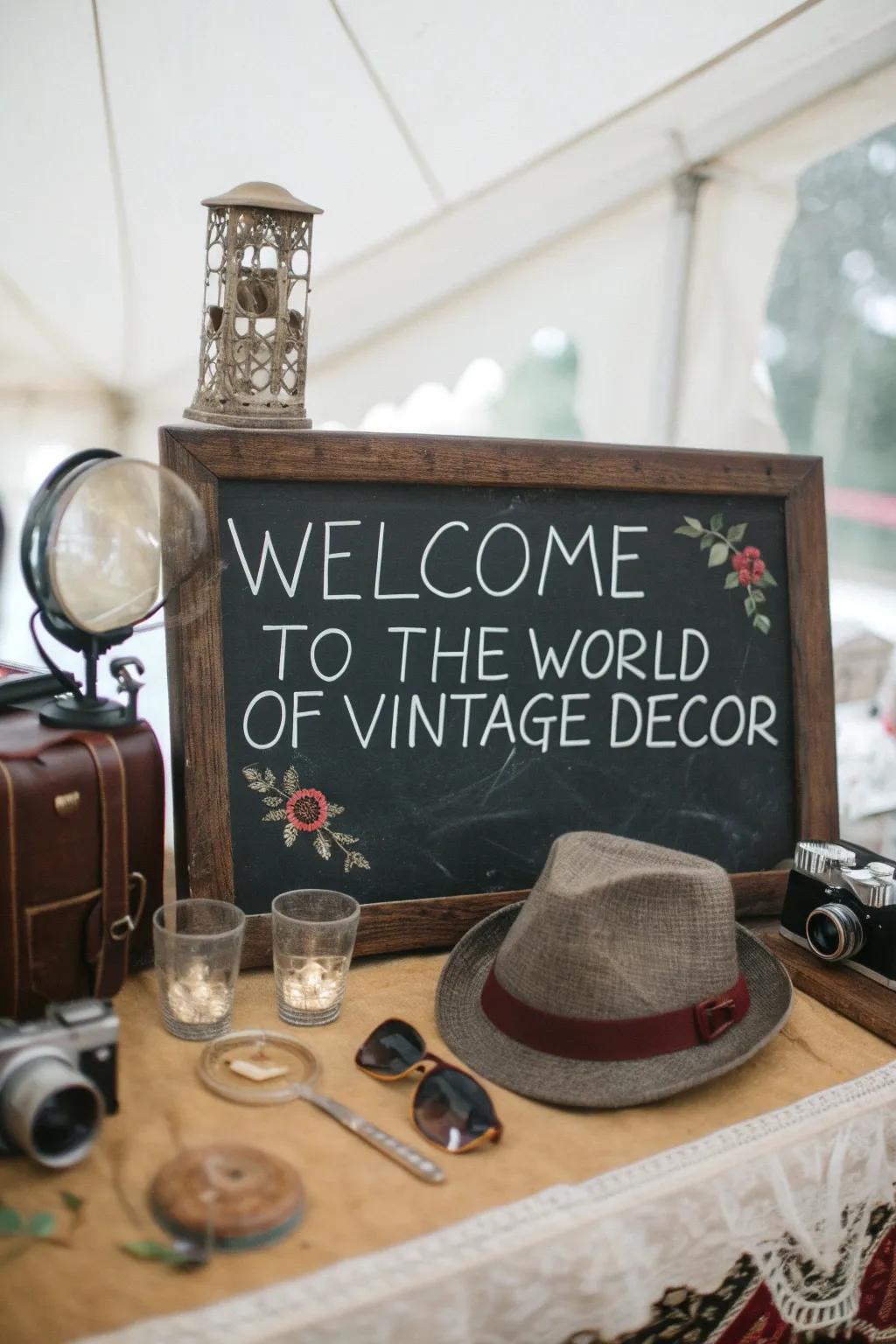 Use a chalkboard sign to personalize your photo booth table.