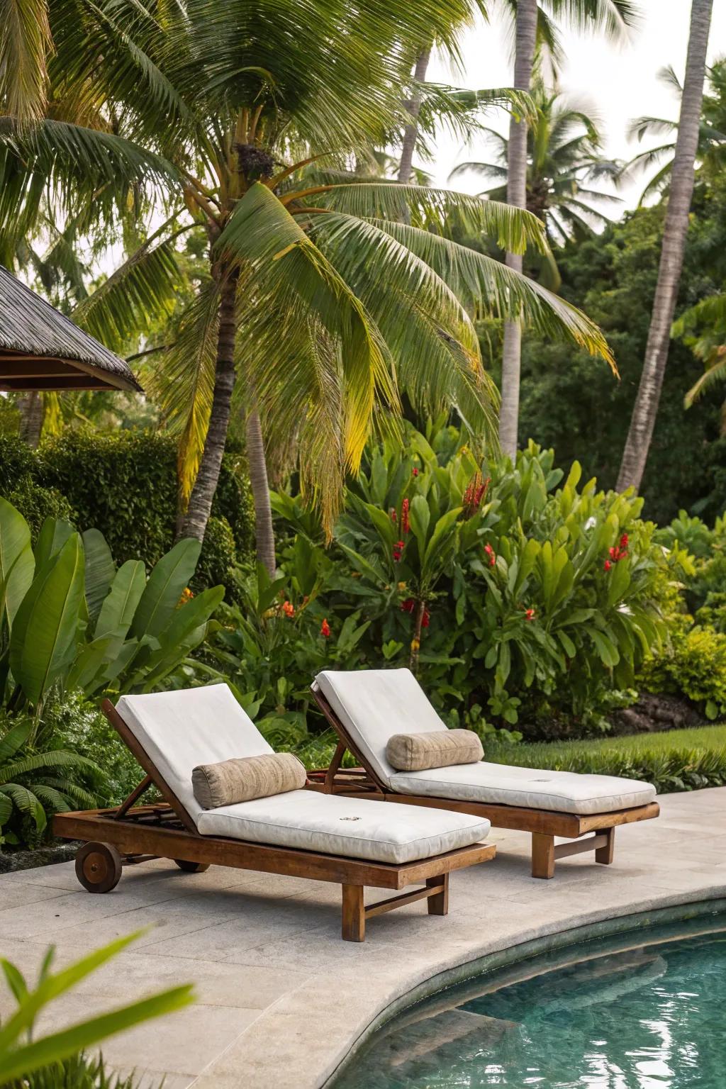 Chaise lounges are the epitome of poolside relaxation.