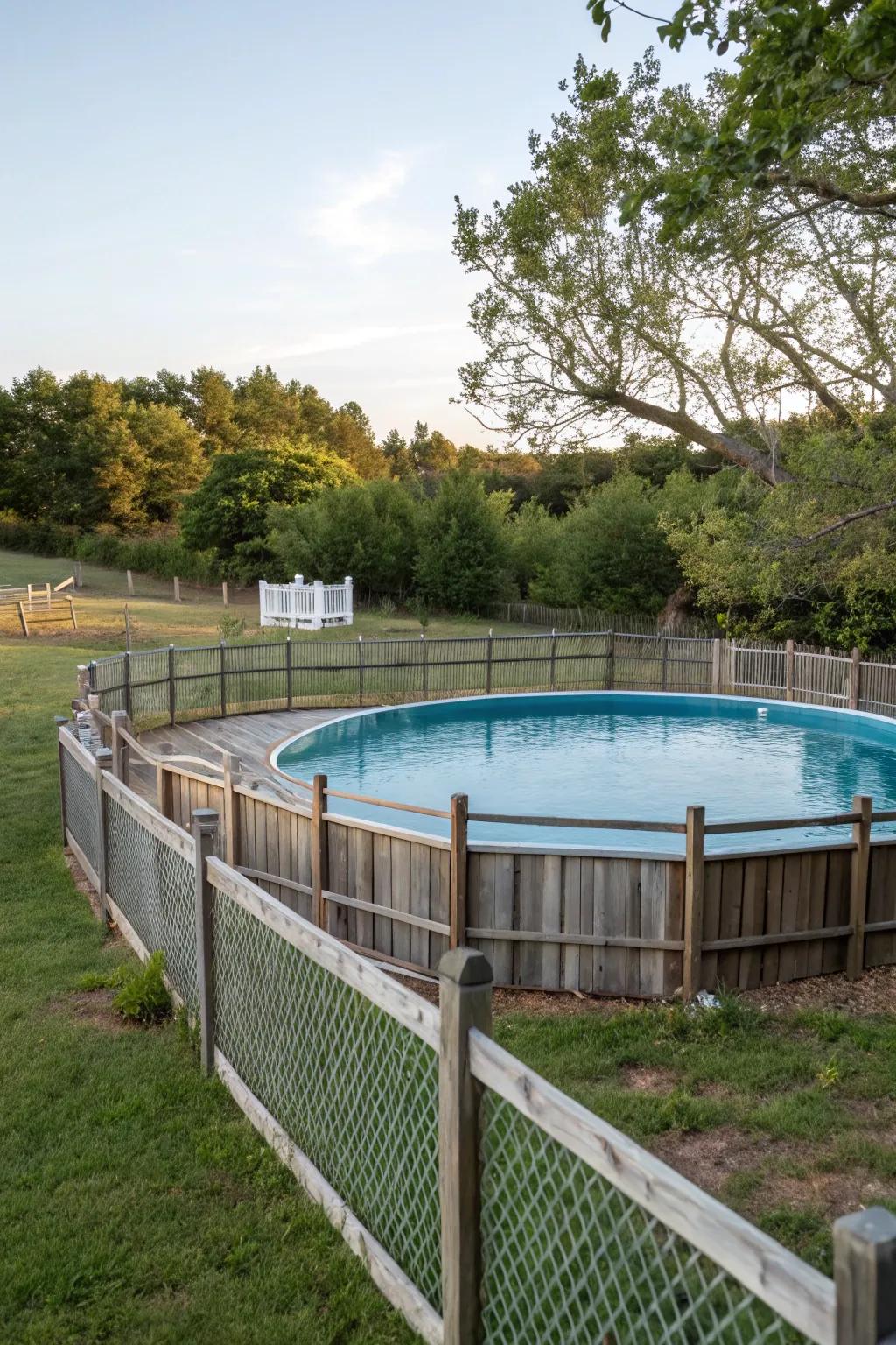 Enhance your pool's privacy with a classic wooden fence.