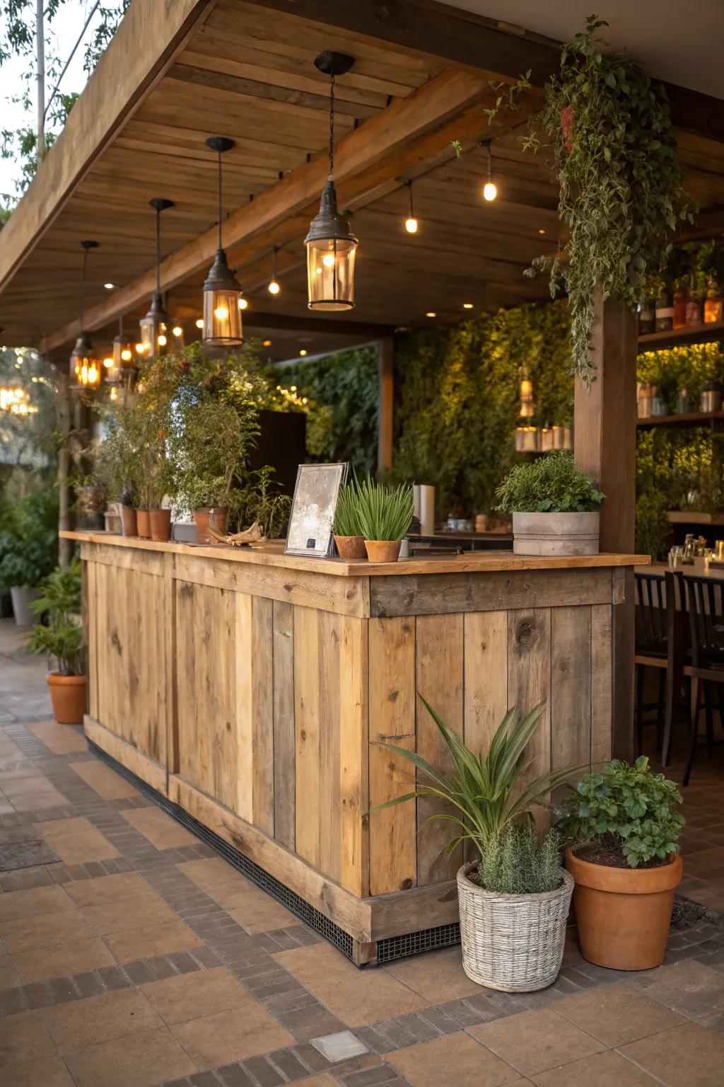 A recycled timber reception station introduces individuality and sustainability to your area.