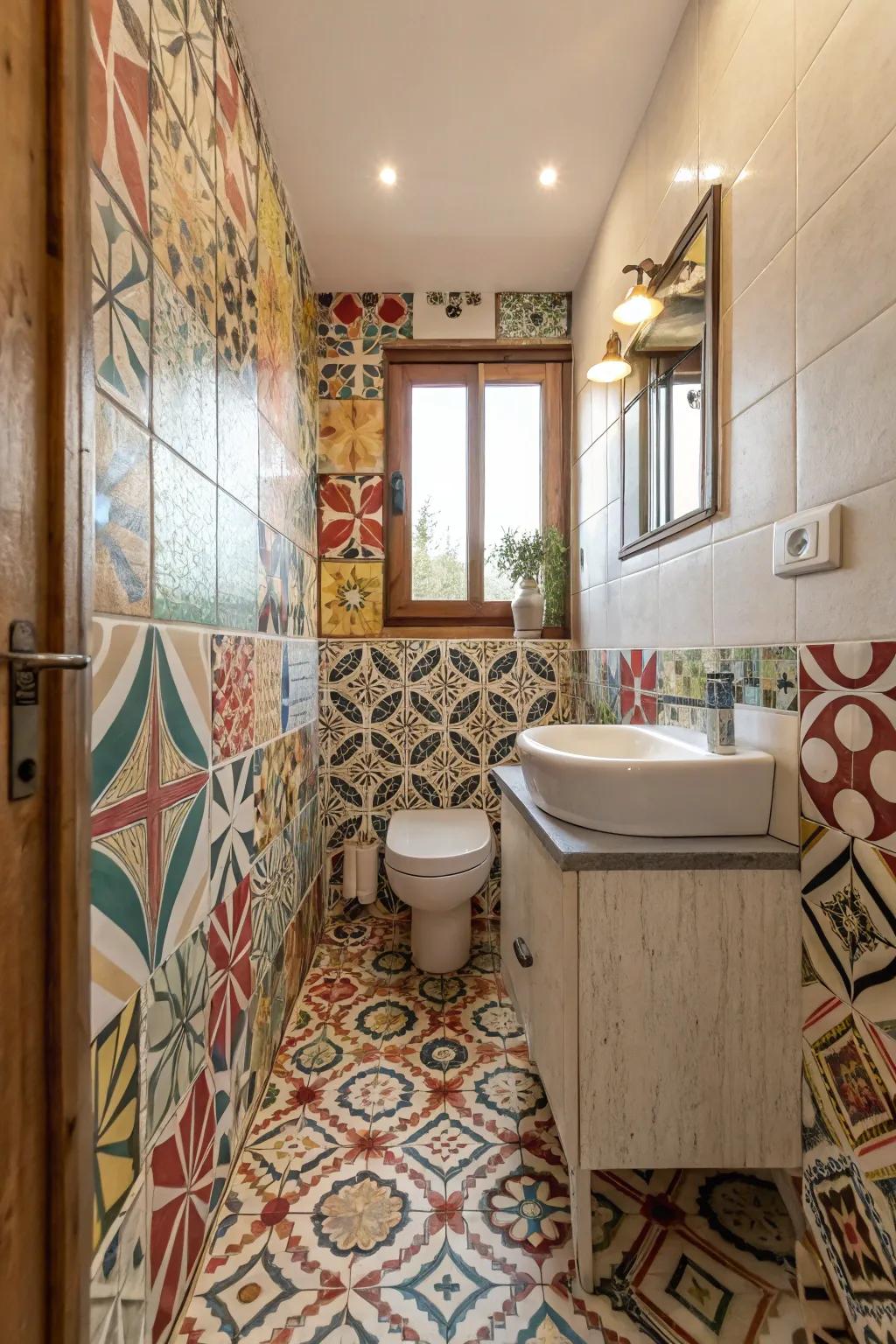 Bold tiles can transform a small space into a stylish retreat.