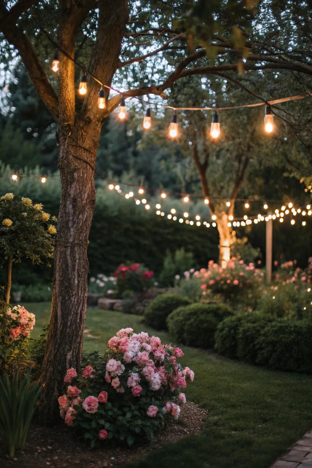 Change your garden into a radiant fantasy with shimmering string lights.