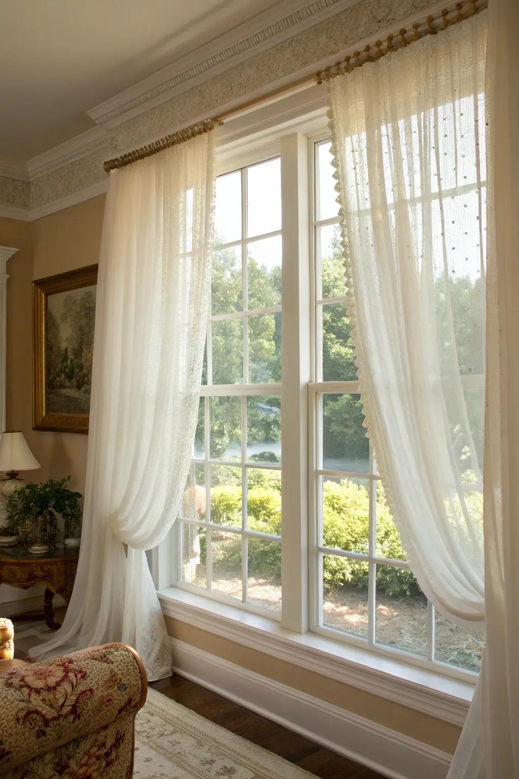 Window with elegant trim enhancing the room's natural light.