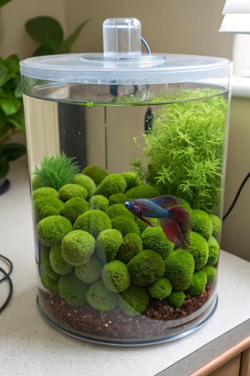 Embrace eco-friendly elements with trendy marimo moss balls.