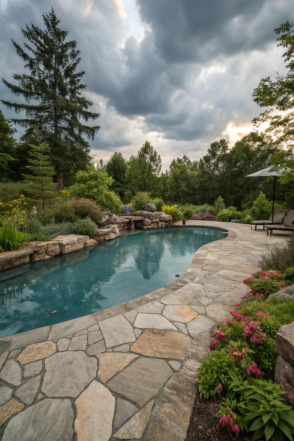 A pool setting enhanced with natural stone elements.