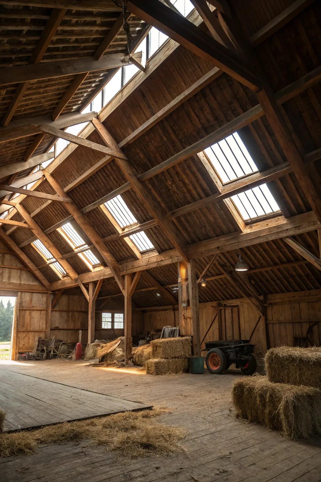 Skylights bring natural light to previously dark areas.