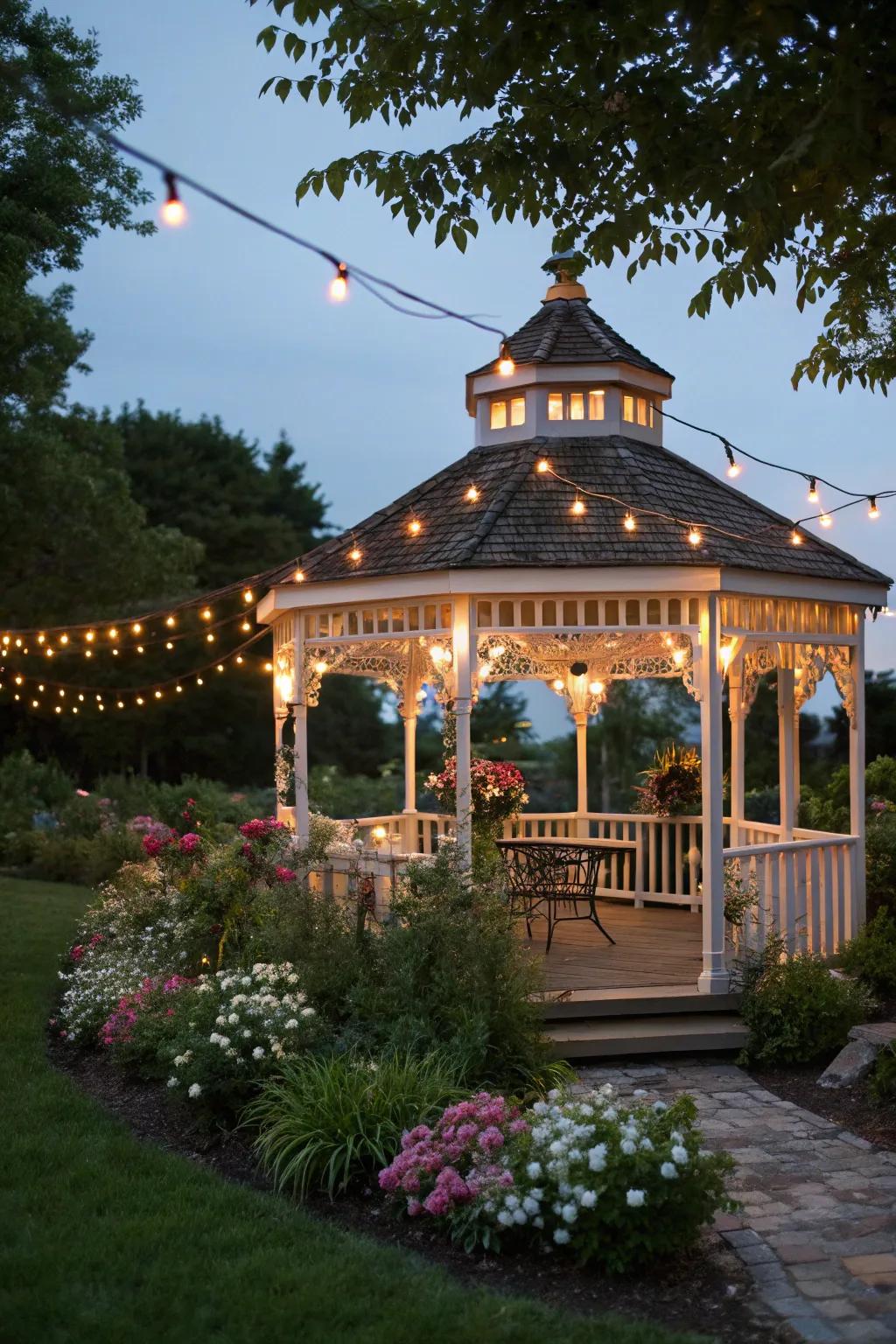 Cafe lights craft a warm, welcoming bistro sensation.