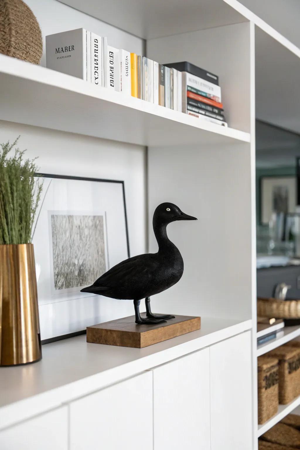 A minimalistic waterfowl display, ideally suited for contemporary environments.