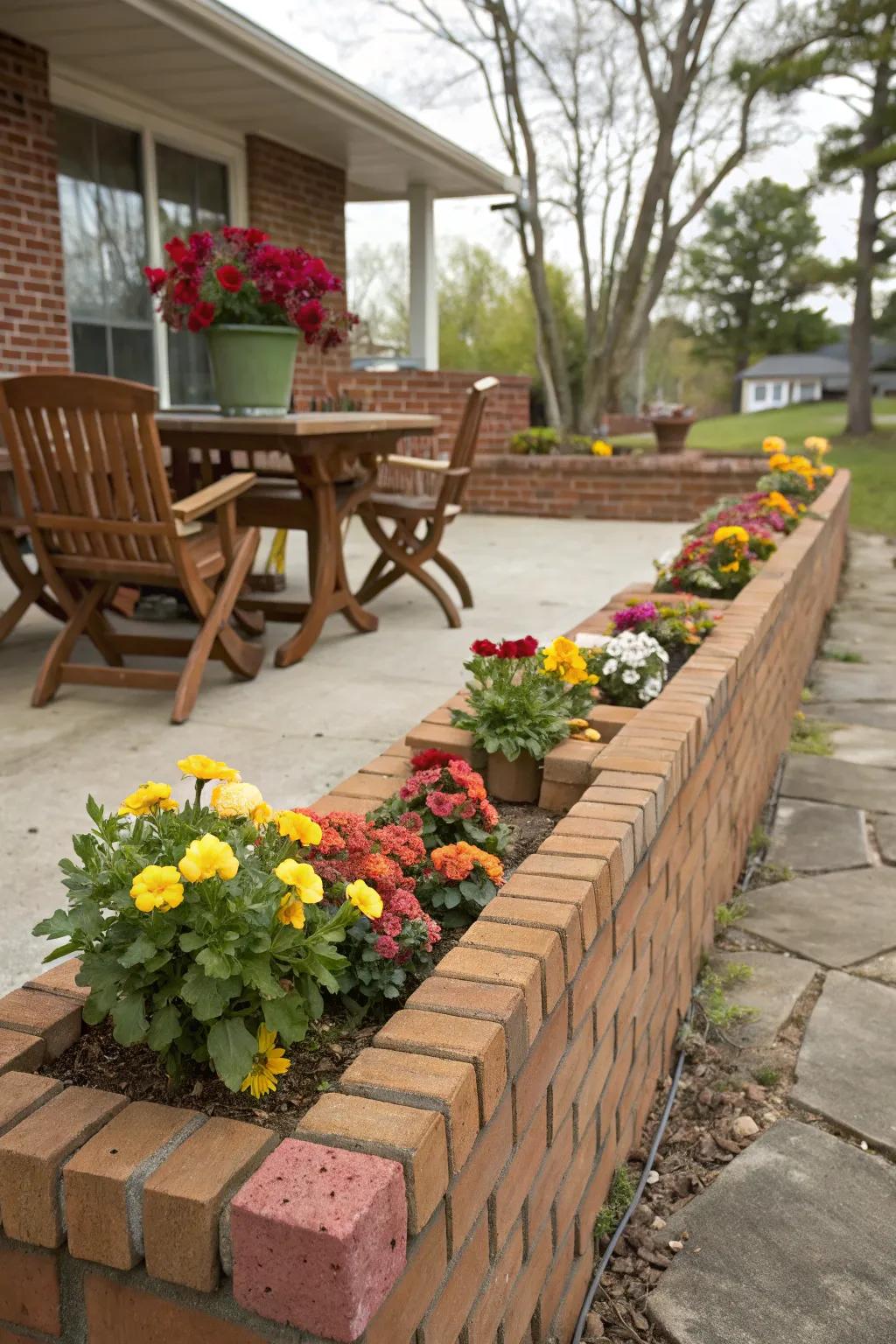 Brick planters provide both decorative and functional benefits in gardens.