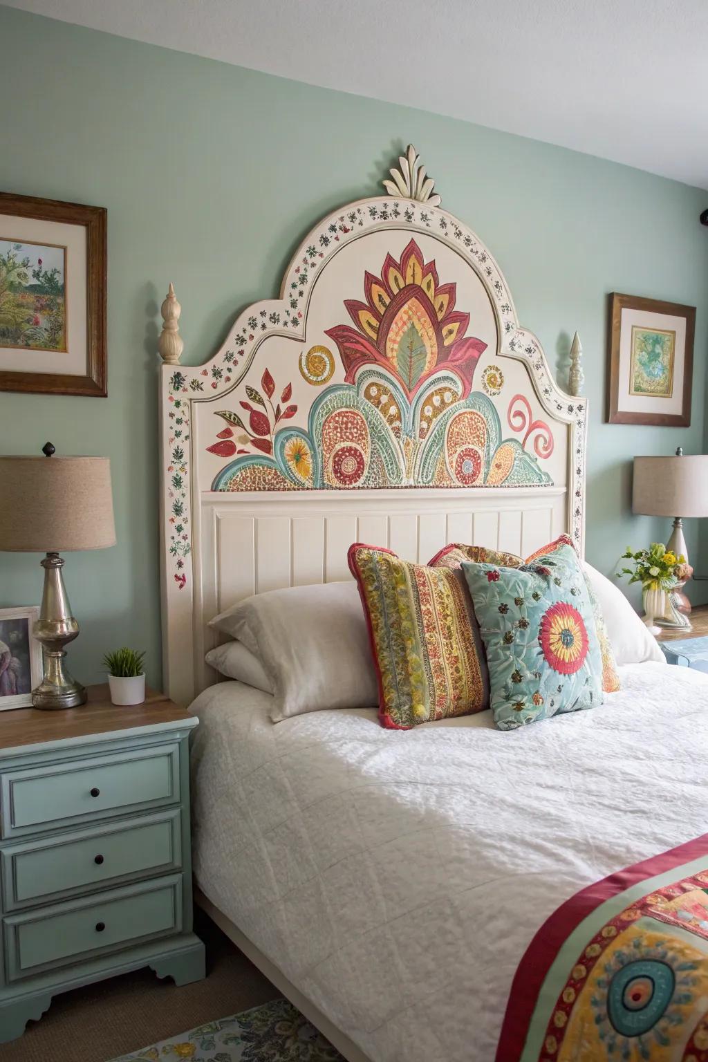 A painted faux headboard adds style without the expense.