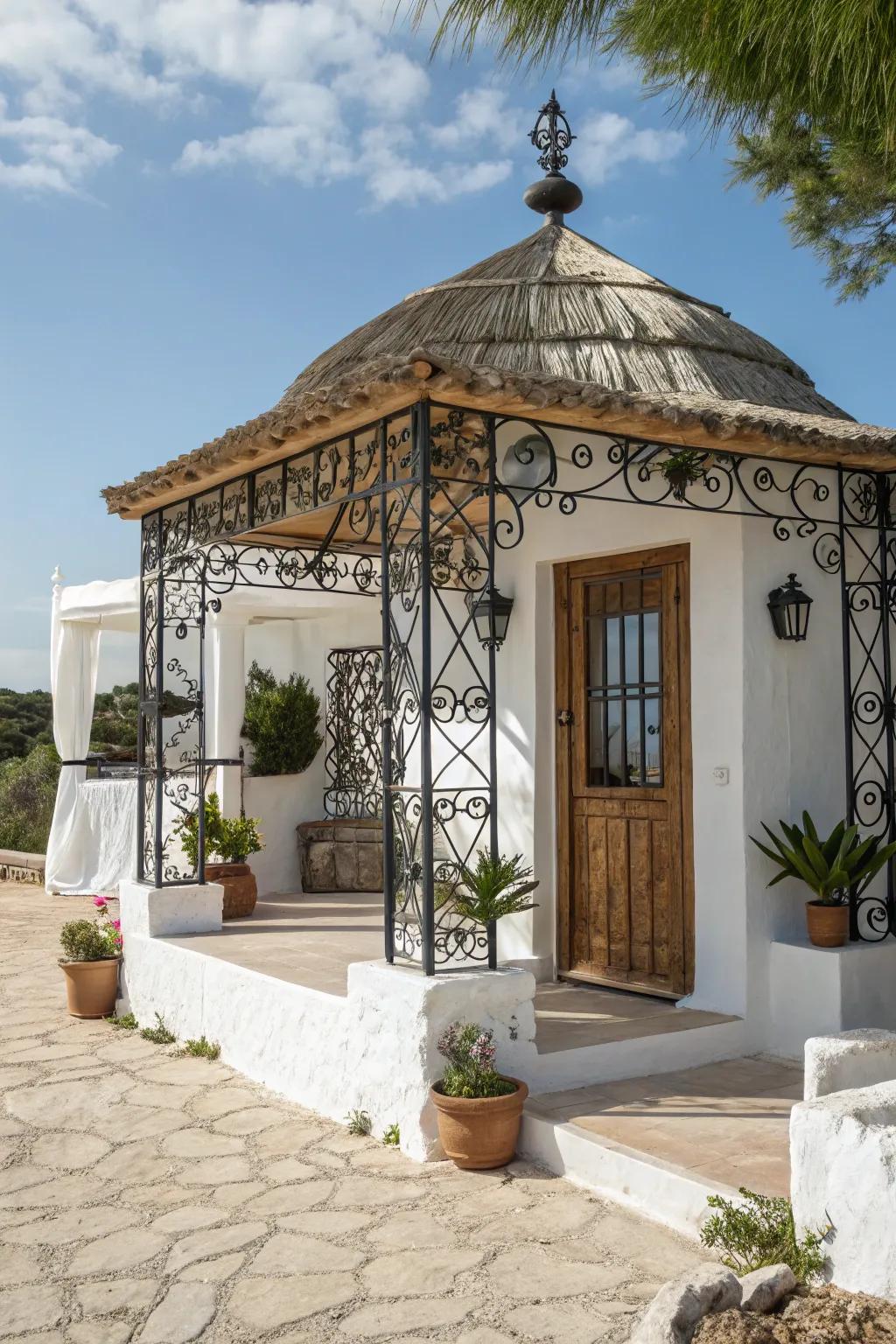 Mediterranean cabana for a coastal escape feel.