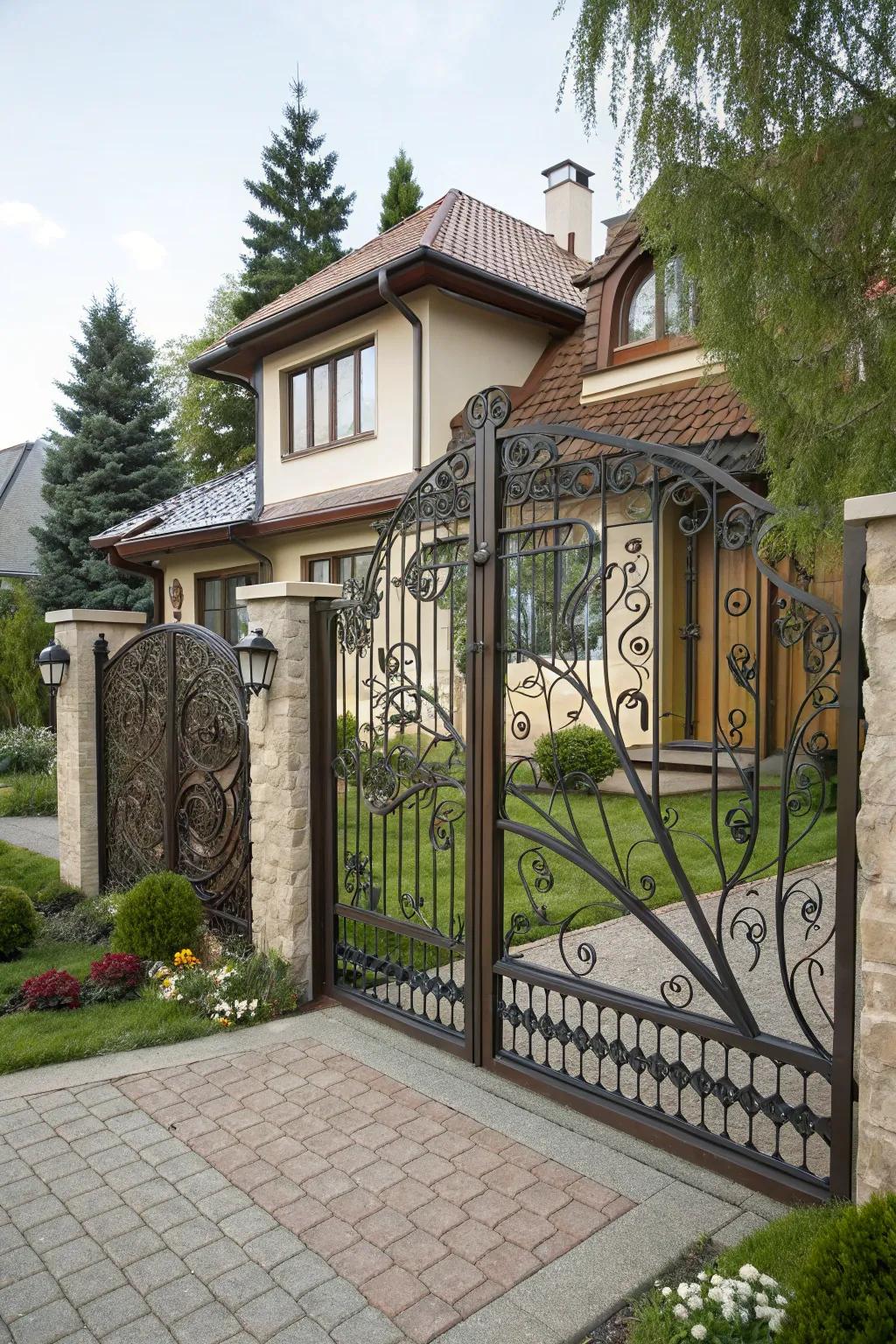 An artistic metal gate that doubles as a stunning piece of art.