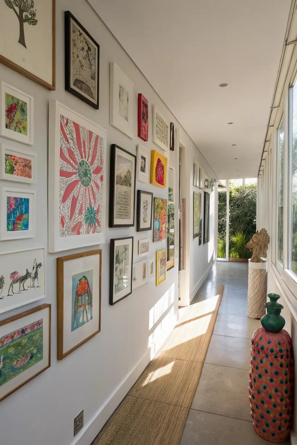 A gallery wall displaying a fusion of classic and contemporary artistry.