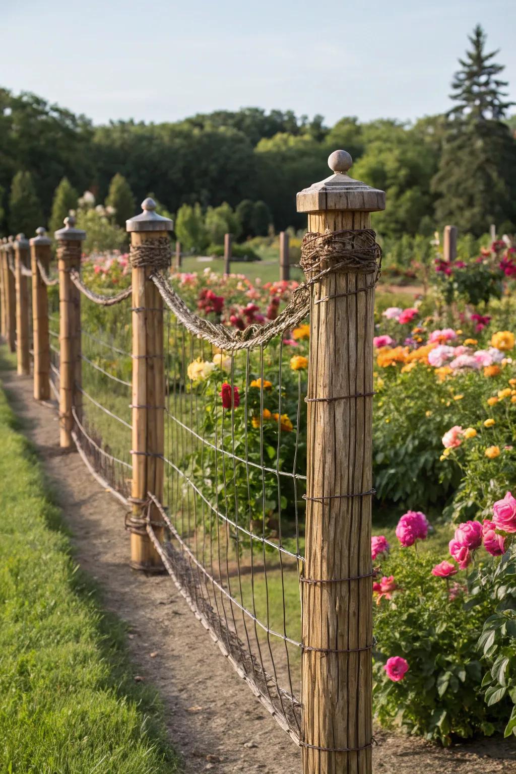 Woven wire fences combine practicality with visual appeal.