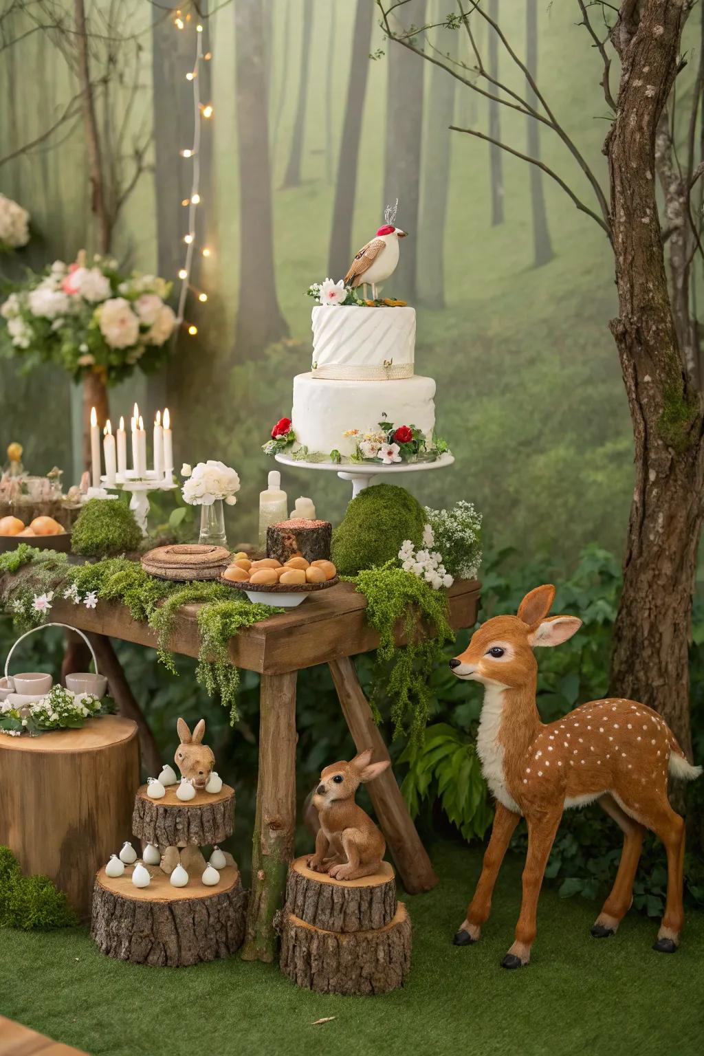 A cozy nature-inspired theme with woodland creatures creating a warm atmosphere.