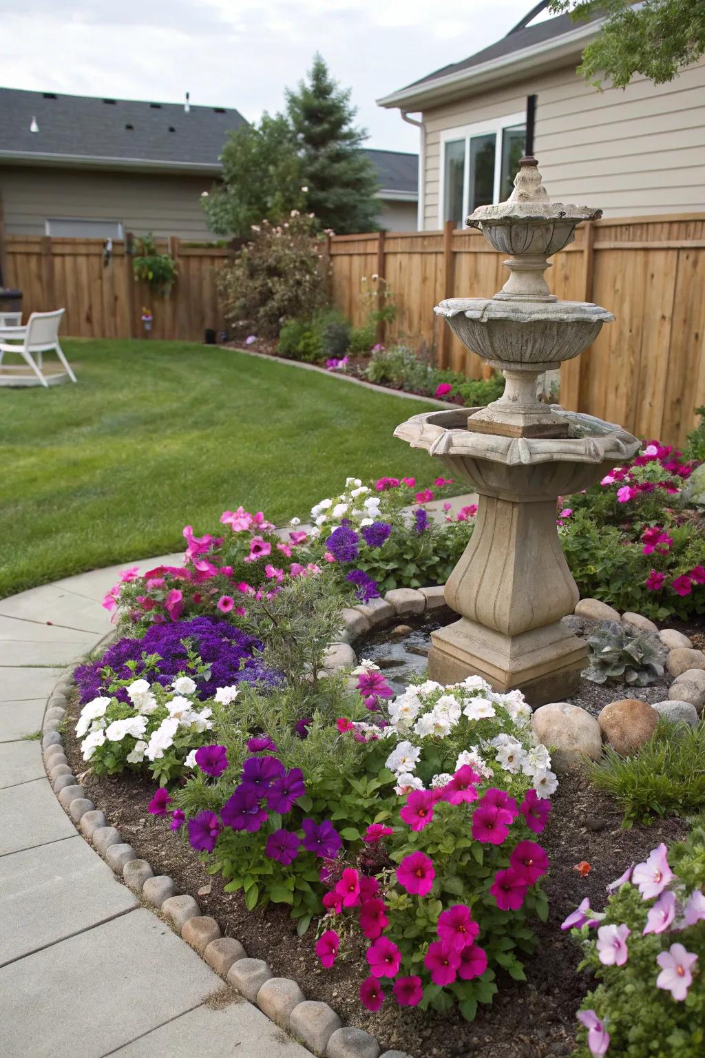 Design appealing focal points by clustering geraniums.