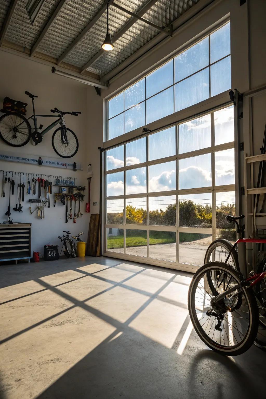 Illuminate your garage naturally with windows or skylights.