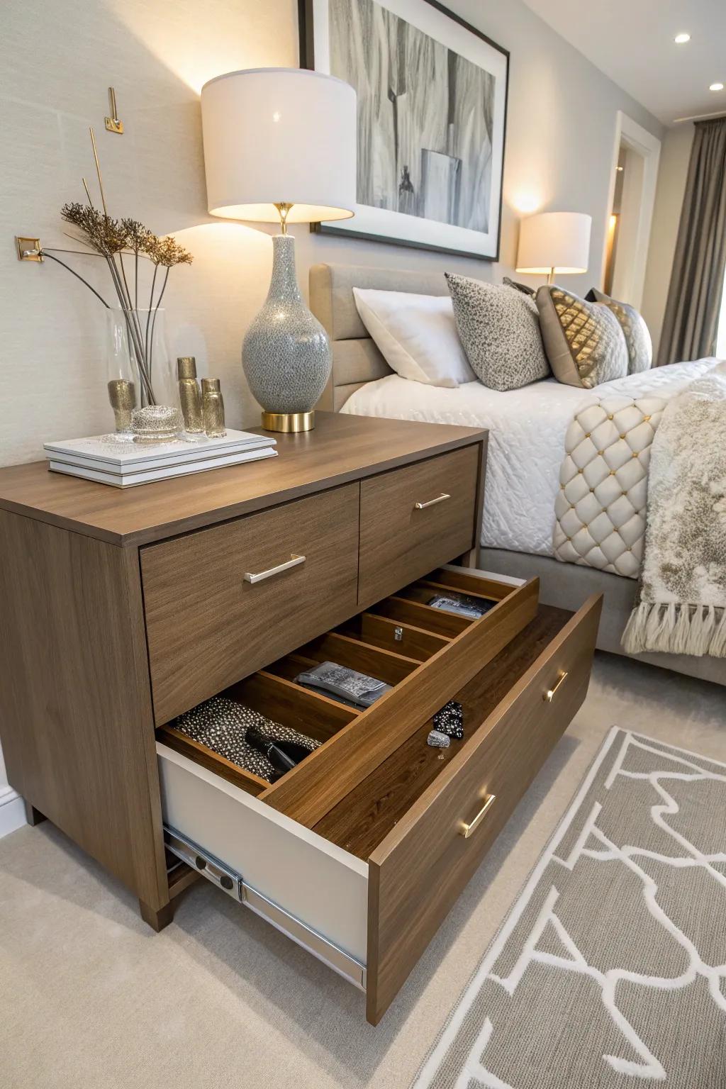 A hidden layer within your drawer to keep your valuables secure.