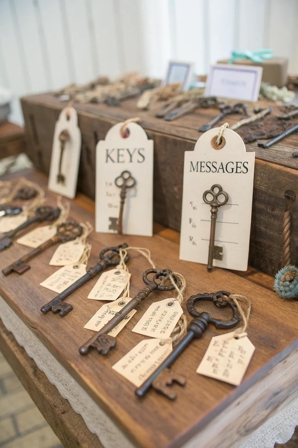 Keys to success: A unique and interactive way for guests to share their wishes.