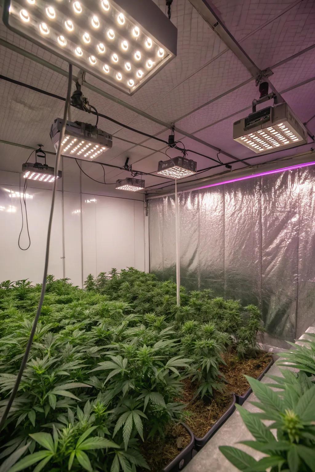 Light-reflecting partitions aid in evenly spreading brightness throughout your growing area.
