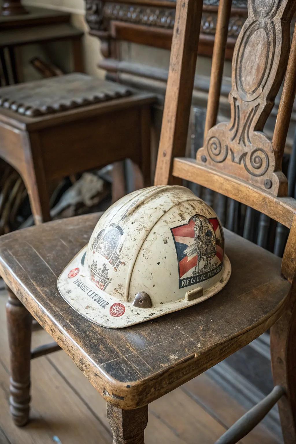 A hard hat with a charming vintage makeover.