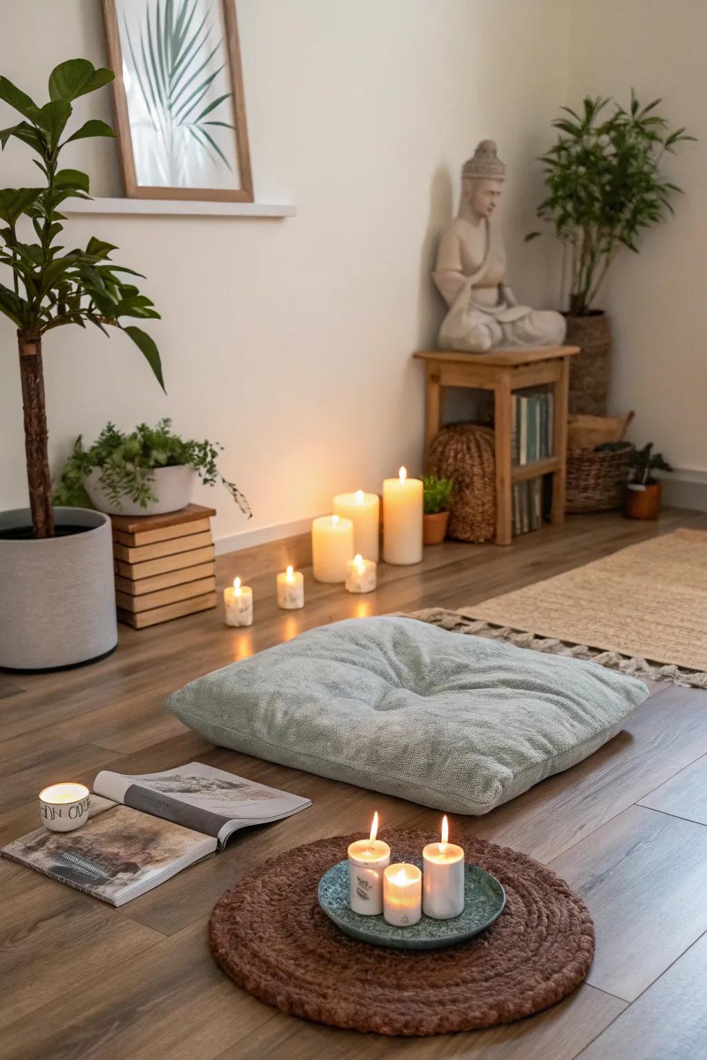 Create a serene meditation space in your home corner.