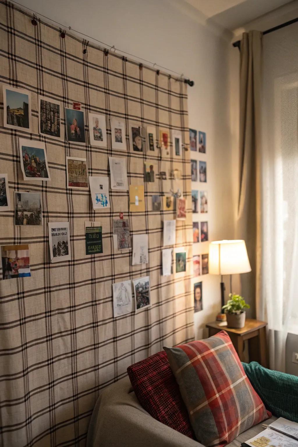 A textured fabric underlay infuses warmth and texture.