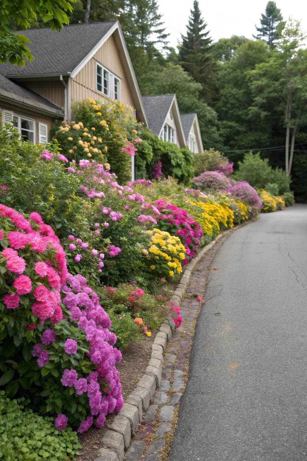 Seasonal blooms offer a colorful welcome.