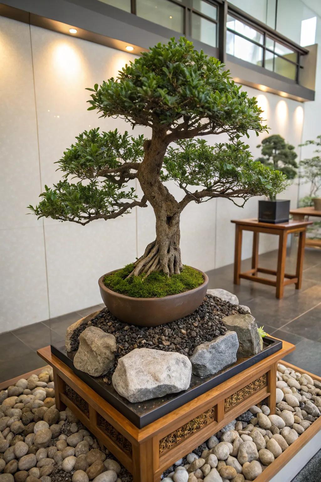 A serene bonsai arboreal, a timeless piece of vibrant artistry for a mother.