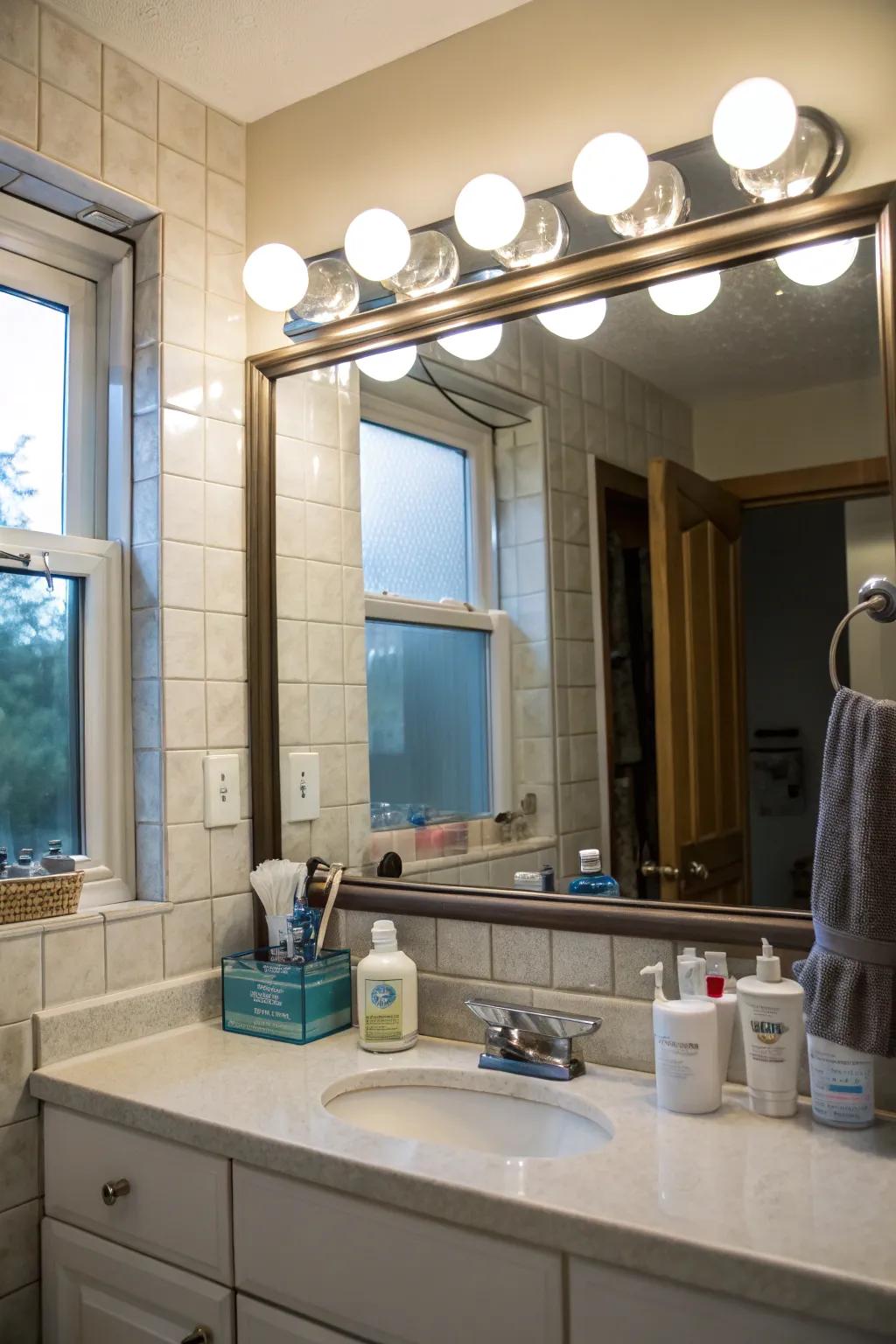 Dressing-table beacons introduce sophistication and practicality to the lavatory.